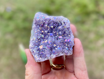 Pearl Amethyst Angel Aura Quartz Cluster Standing