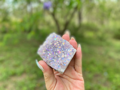 Pearl Amethyst Angel Aura Quartz Cluster Standing