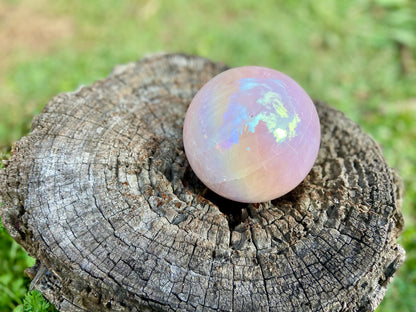Angel Aura Rose Quartz Sphere: Heart & Higher Wisdom Healing Crystal