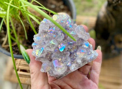 Pearl Amethyst Angel Aura Quartz Cluster Standing