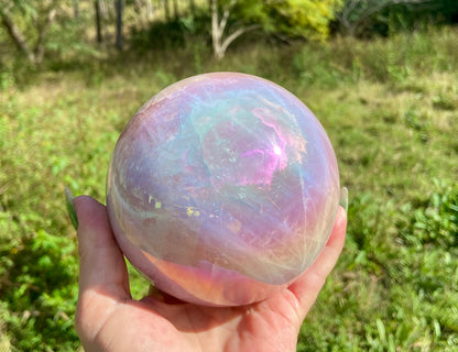Angel Aura Rose Quartz Sphere: Heart & Higher Wisdom Stone (1.703kg, 33cm Circumference)