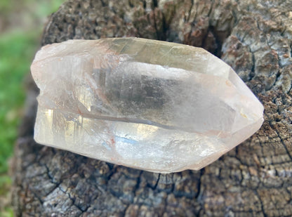 Natural Self Healed Tangerine Quartz with Lemurian Striations and Lightening Strike Collectors Crystal