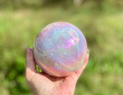 Angel Aura Rose Quartz Sphere: Heart & Higher Wisdom Stone (1.703kg, 33cm Circumference)
