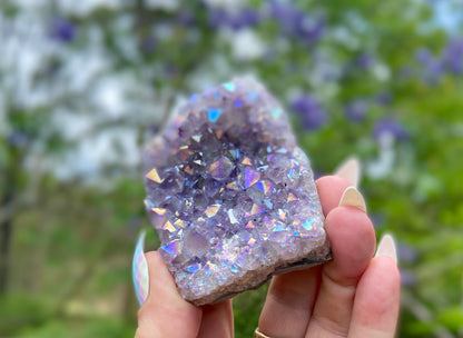 Pearl Amethyst Angel Aura Quartz Cluster Standing