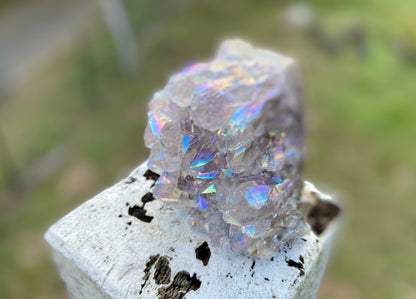 Pearl Amethyst Angel Aura Quartz Cluster Standing