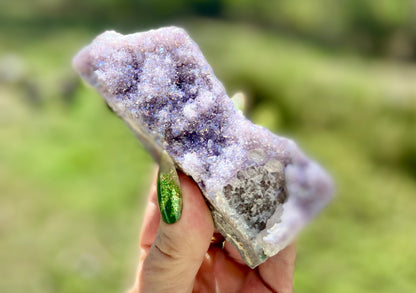 Pearl Amethyst Angel Aura Quartz Cluster Standing