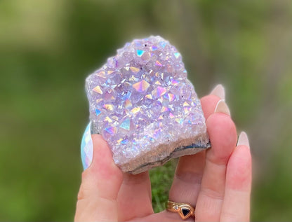 Pearl Amethyst Angel Aura Quartz Cluster Standing