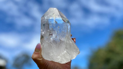 Lemurian Seed Natural Point Quartz Timekeeper with Bridge and Rainbows