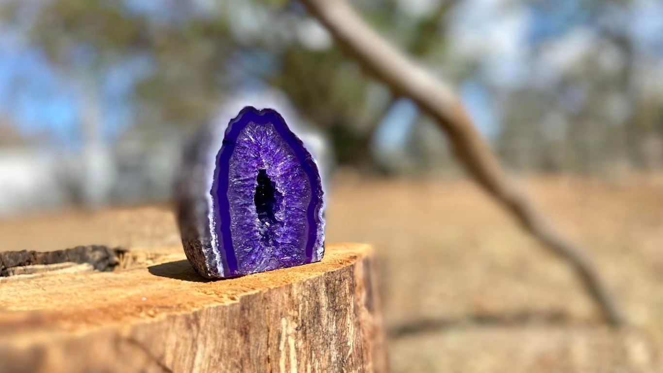 Agate Cave with Druzy Purple