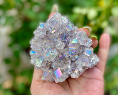 Pearl Amethyst Angel Aura Quartz Cluster Standing