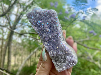 Pearl Amethyst Angel Aura Quartz Cluster Standing