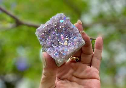 Pearl Amethyst Angel Aura Quartz Cluster Standing