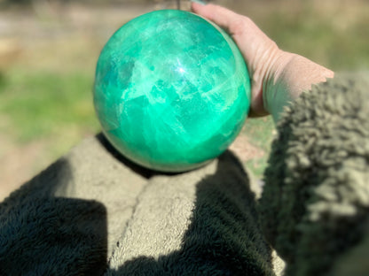 Gigantic Phosphorescent Fluorite Sphere | 6.9kg AAA Collector Crystal | Xianghuapu Mine, Hunan, China | Manifestation