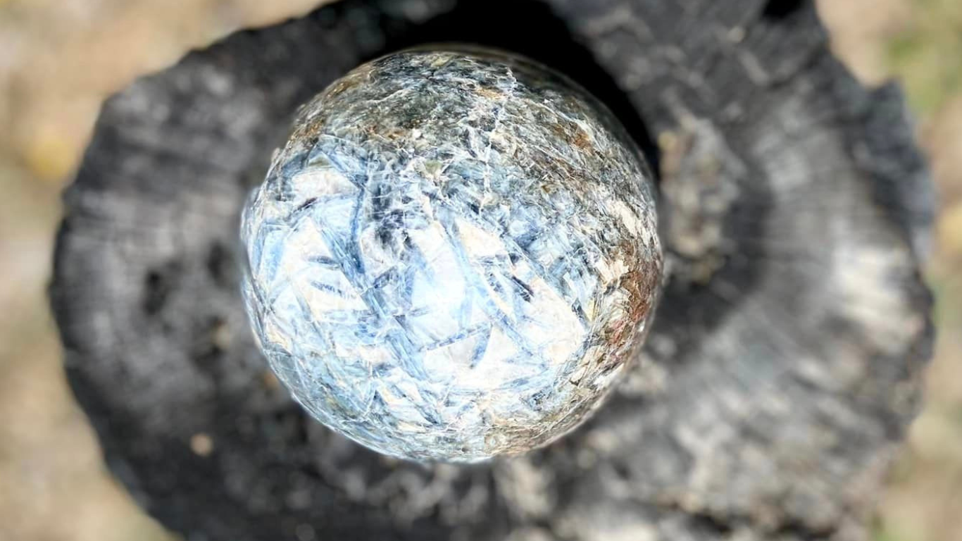 Sparkly Blue Kyanite, Quartz and Mica Sphere