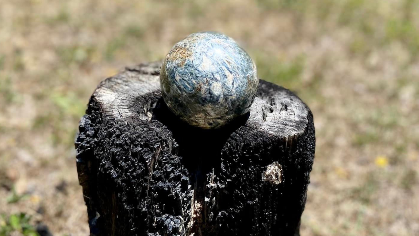 Sparkly Blue Kyanite, Quartz and Mica Sphere