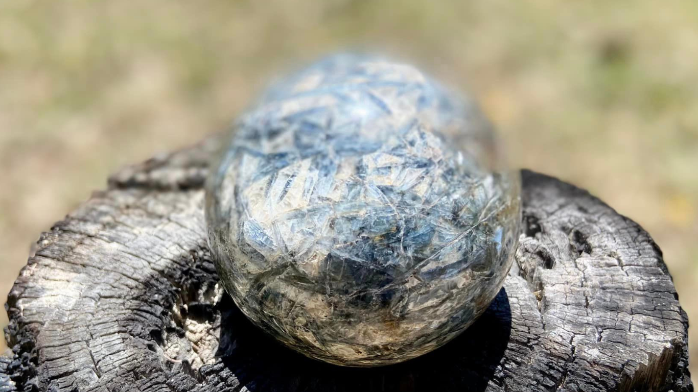 Sparkly Blue Kyanite, Quartz and Mica Sphere