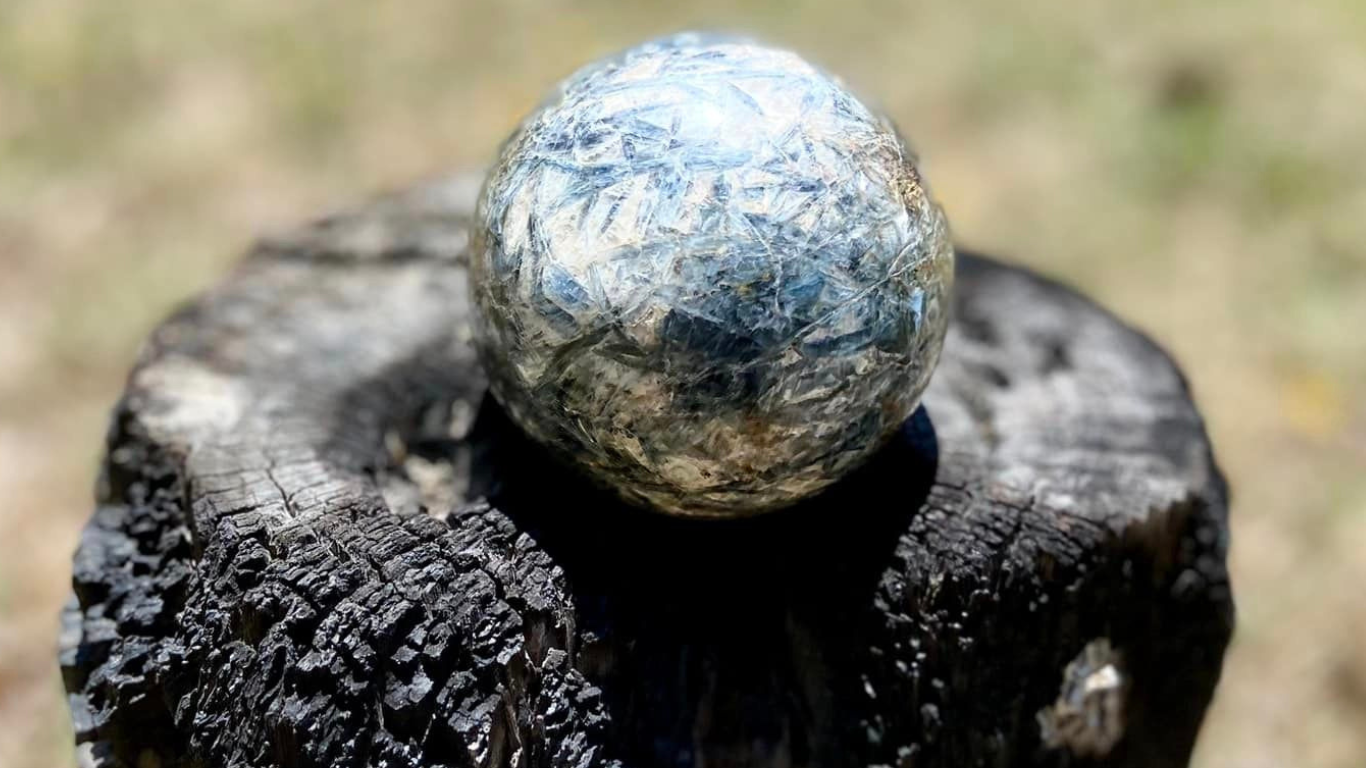 Sparkly Blue Kyanite, Quartz and Mica Sphere