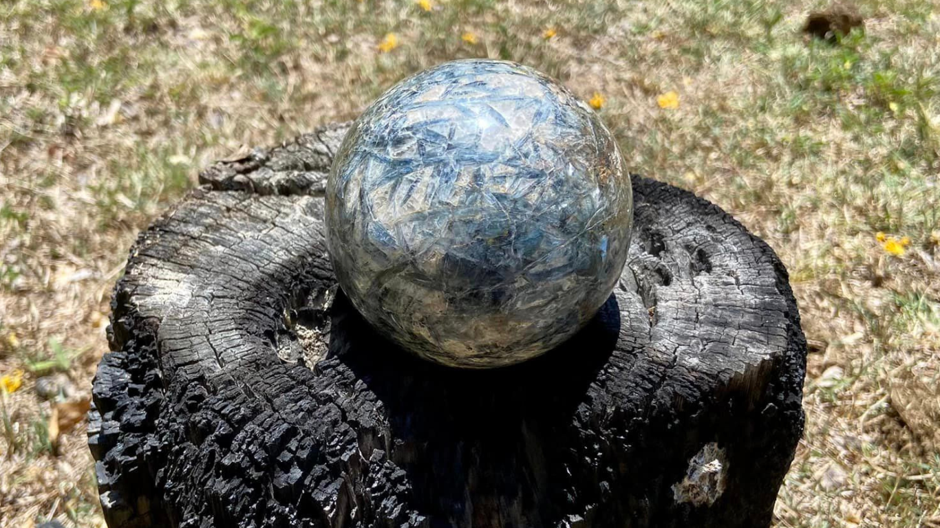 Sparkly Blue Kyanite, Quartz and Mica Sphere