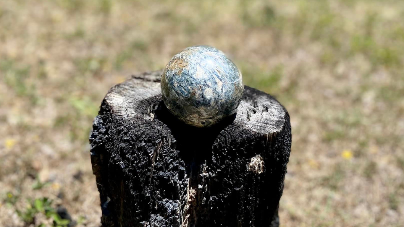 Sparkly Blue Kyanite, Quartz and Mica Sphere