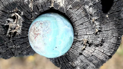 Rare AAA Grade Larimar Sphere | 252g | Atlantis Stone | Soothing & Balancing Crystal | Emotional Healing | Dominican Republic