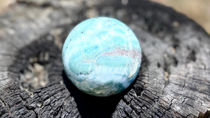 Rare AAA Grade Larimar Sphere | 252g | Atlantis Stone | Soothing & Balancing Crystal | Emotional Healing | Dominican Republic