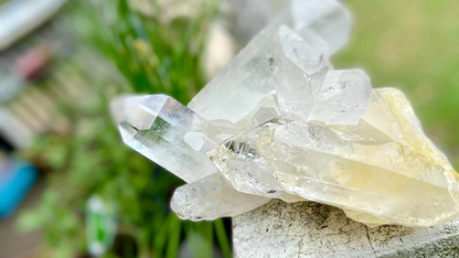 Rare AAA Grade Lemurian Clear Quartz Cluster With Golden Healer |Brazil |Master Healer,Amplifier, Programmer | 787 Grams