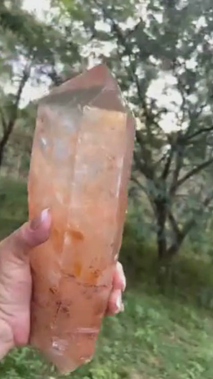 Tangerine Lemurian Seed Quartz Natural Point