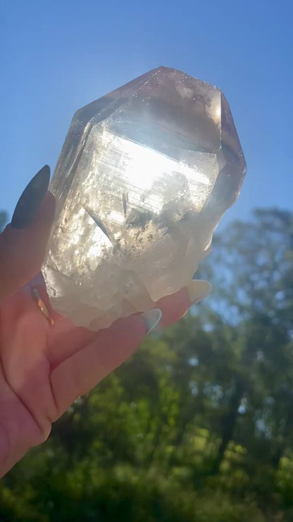 Smokey Citrine Pleiadian Starbray | Lemurian Seed Quartz Point | Smoky Citrine | Manifestation & Inner Child Crystal | Brazil – 358g