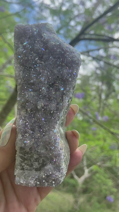 Pearl Amethyst Angel Aura Quartz Cluster Standing