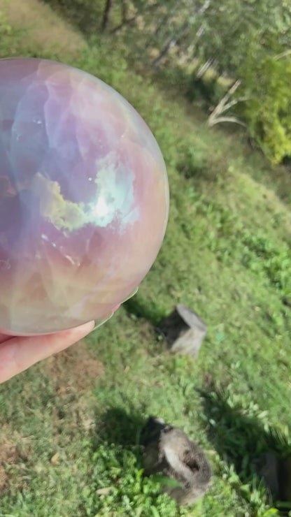 Angel Aura Rose Quartz Sphere: Heart & Higher Wisdom Stone (1.703kg, 33cm Circumference)