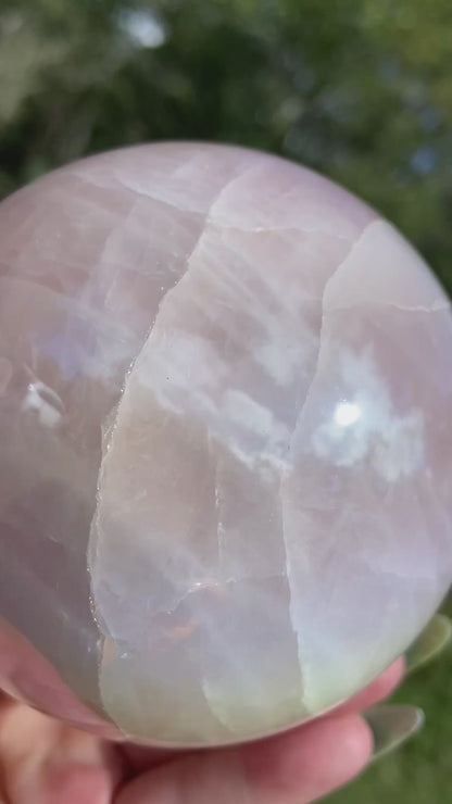 Angel Aura Rose Quartz Sphere: Heart & Higher Wisdom Healing Crystal