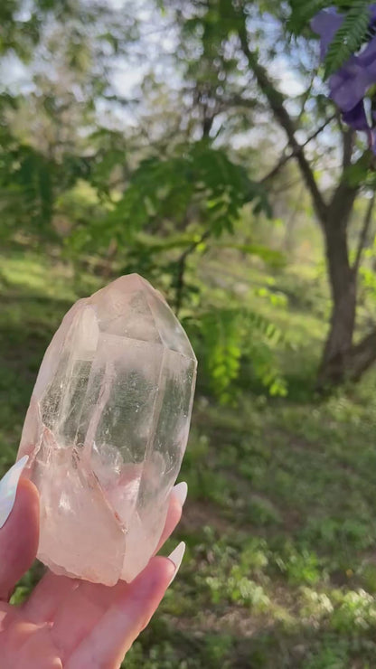 Natural Self Healed Tangerine Quartz with Lemurian Striations and Lightening Strike Collectors Crystal