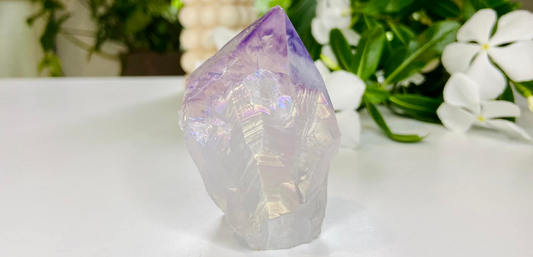 Aura Amethyst Quartz Cut and Polished Base Generator