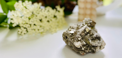 Pyrite Cluster and Calcite